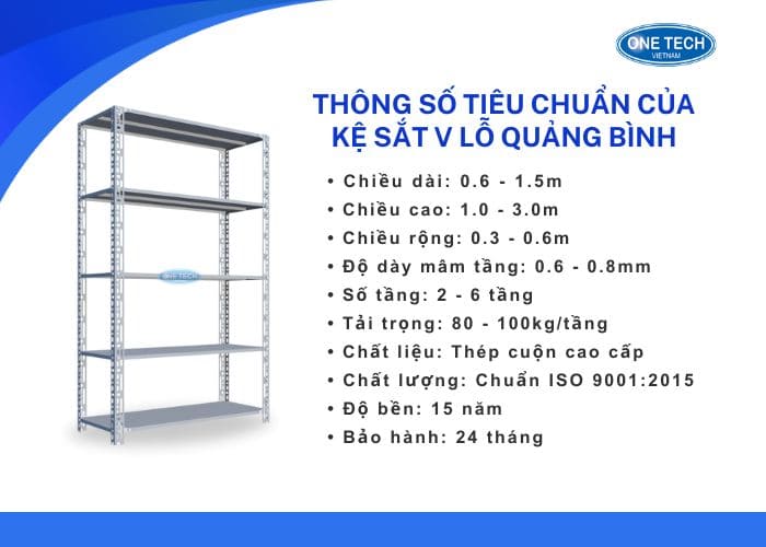 Thông số kỹ thuật của kệ sắt v lỗ 